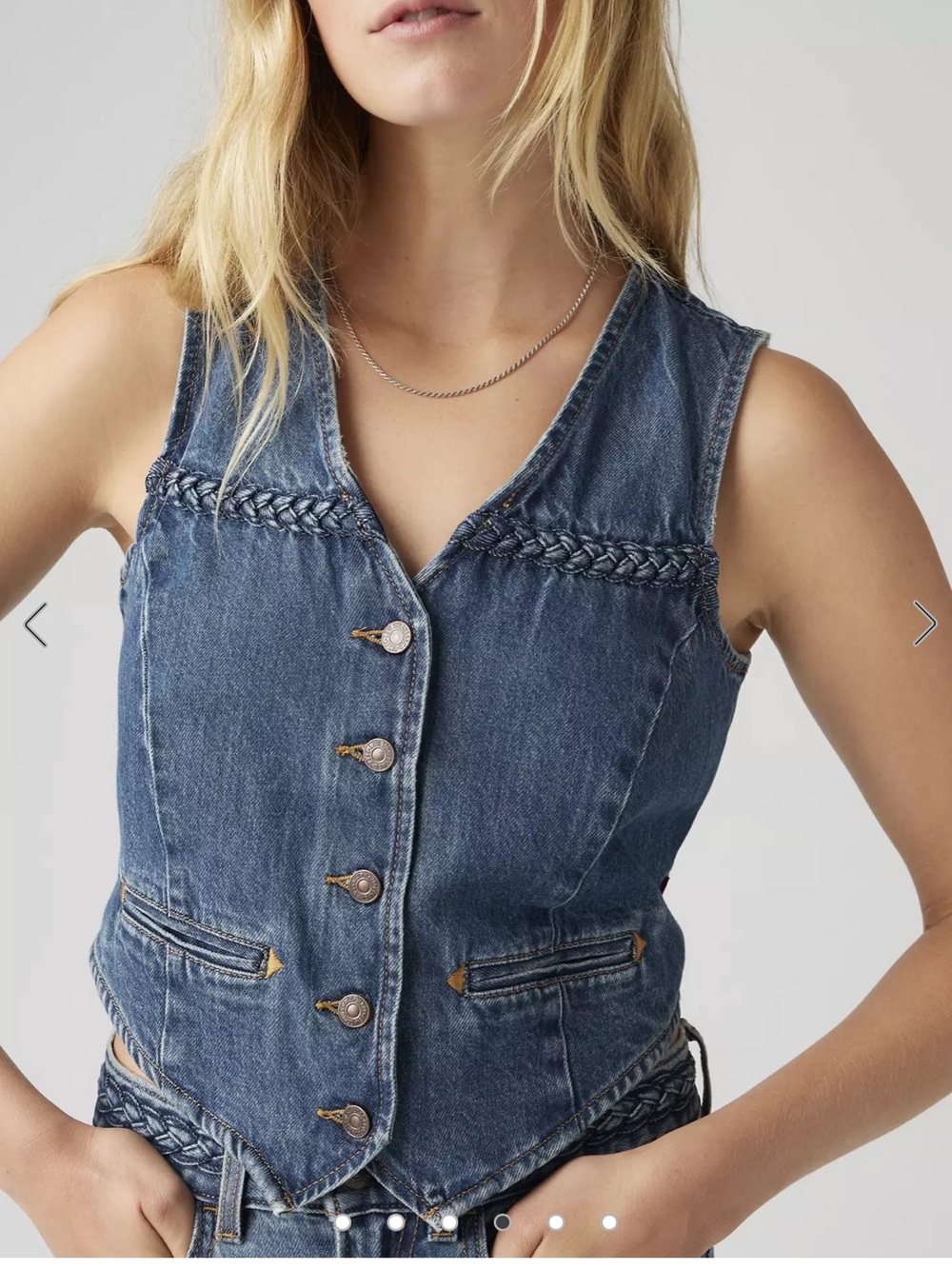 LEVI’S PREMIUM BRAIDED DENIM VEST TOP SIZE S MSRP $79.50 NWT